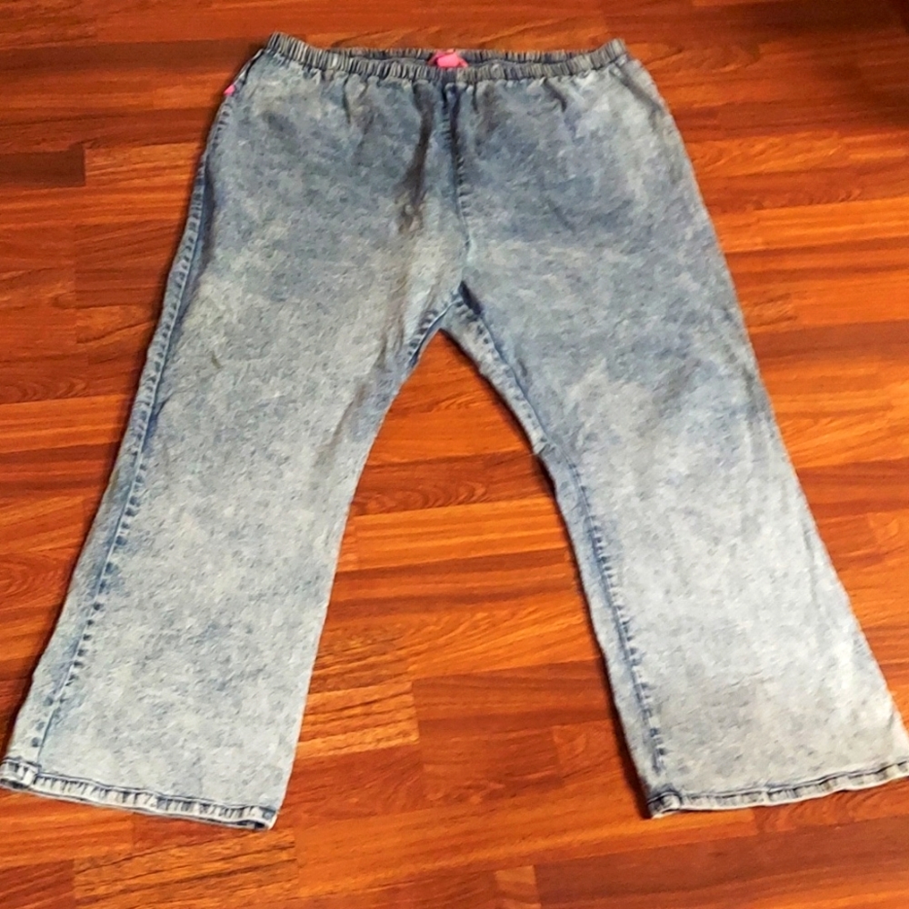 Woman Within Classic Fit Acid Wash Pull On Jeans